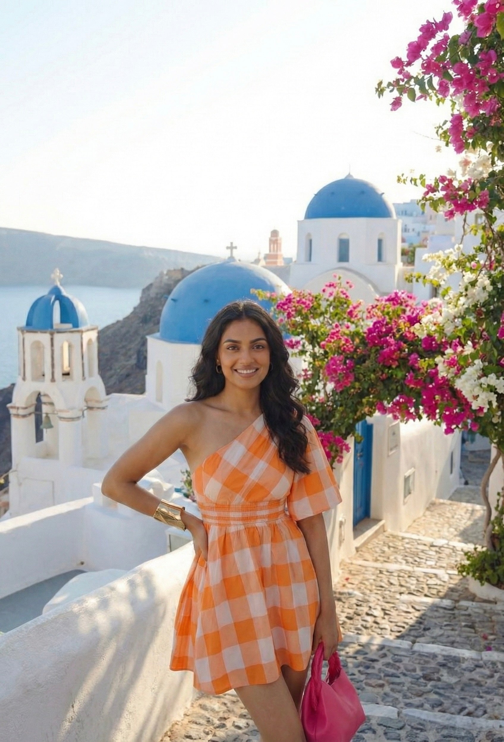 ORANGE CHECKS DRESS