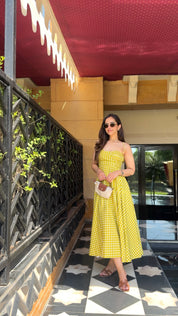 MUSTARD  CHECKERED DRESS