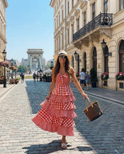 GARNET GRID DRESS