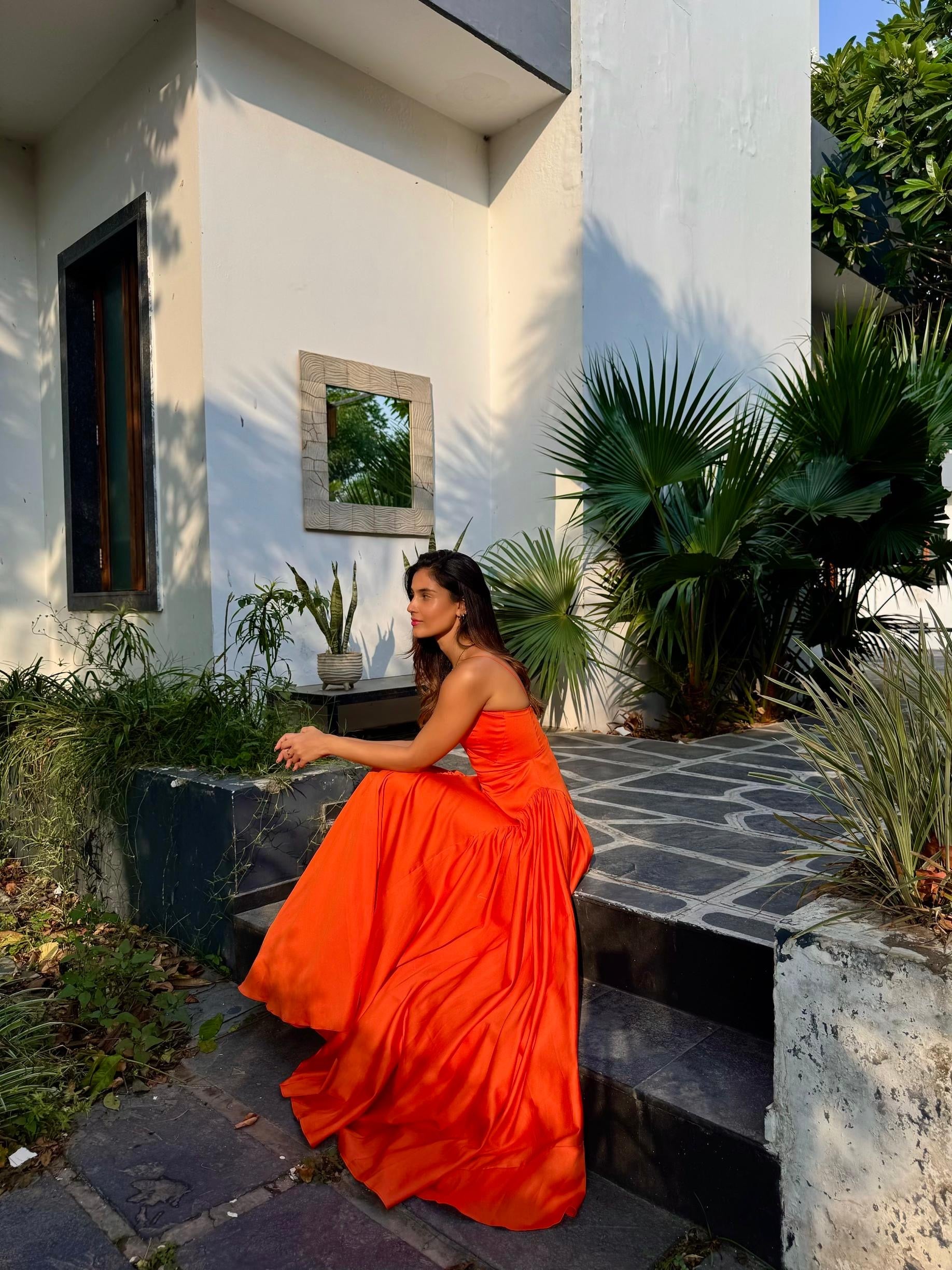 BURNT ORANGE  DRESS
