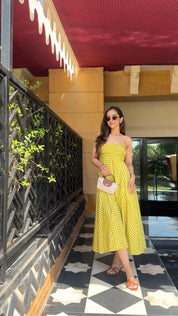MUSTARD  CHECKERED DRESS
