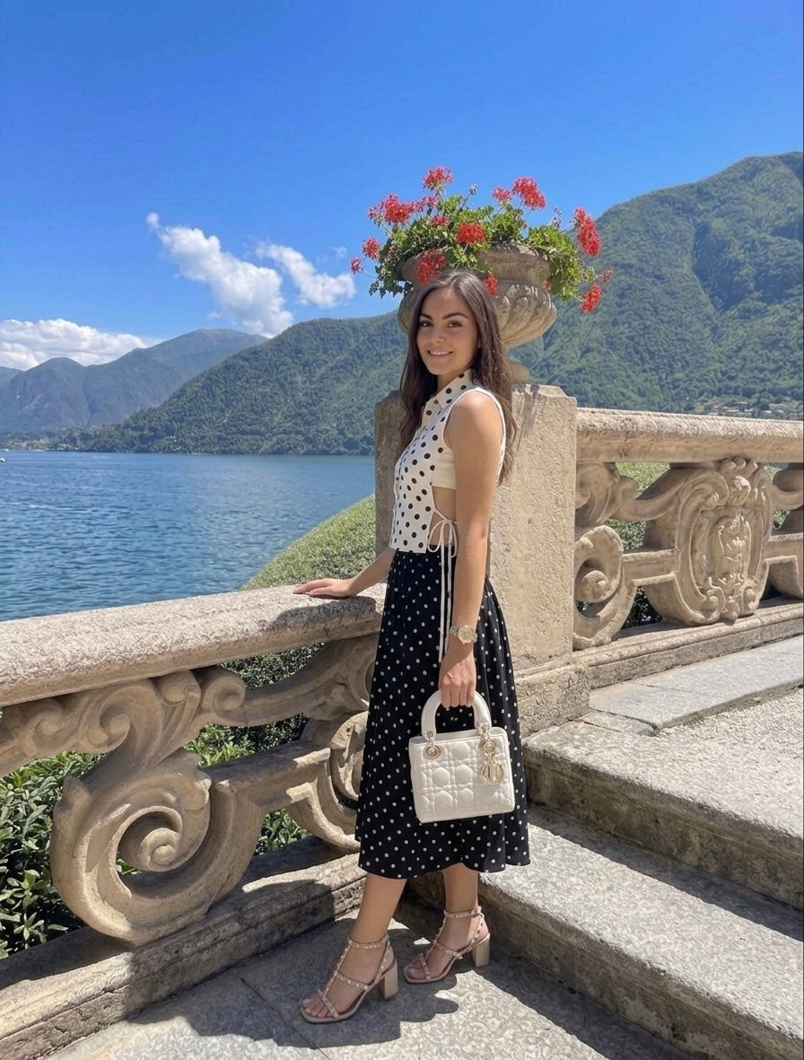 BLOCK POLKA SKIRT SET