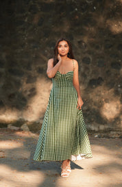 GREEN CHECKERED DRESS