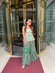 GREEN POLKA DOT SKIRT SET