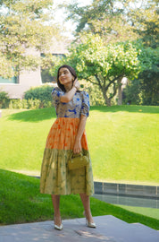 MULTICOLOUR MIDDI DRESS